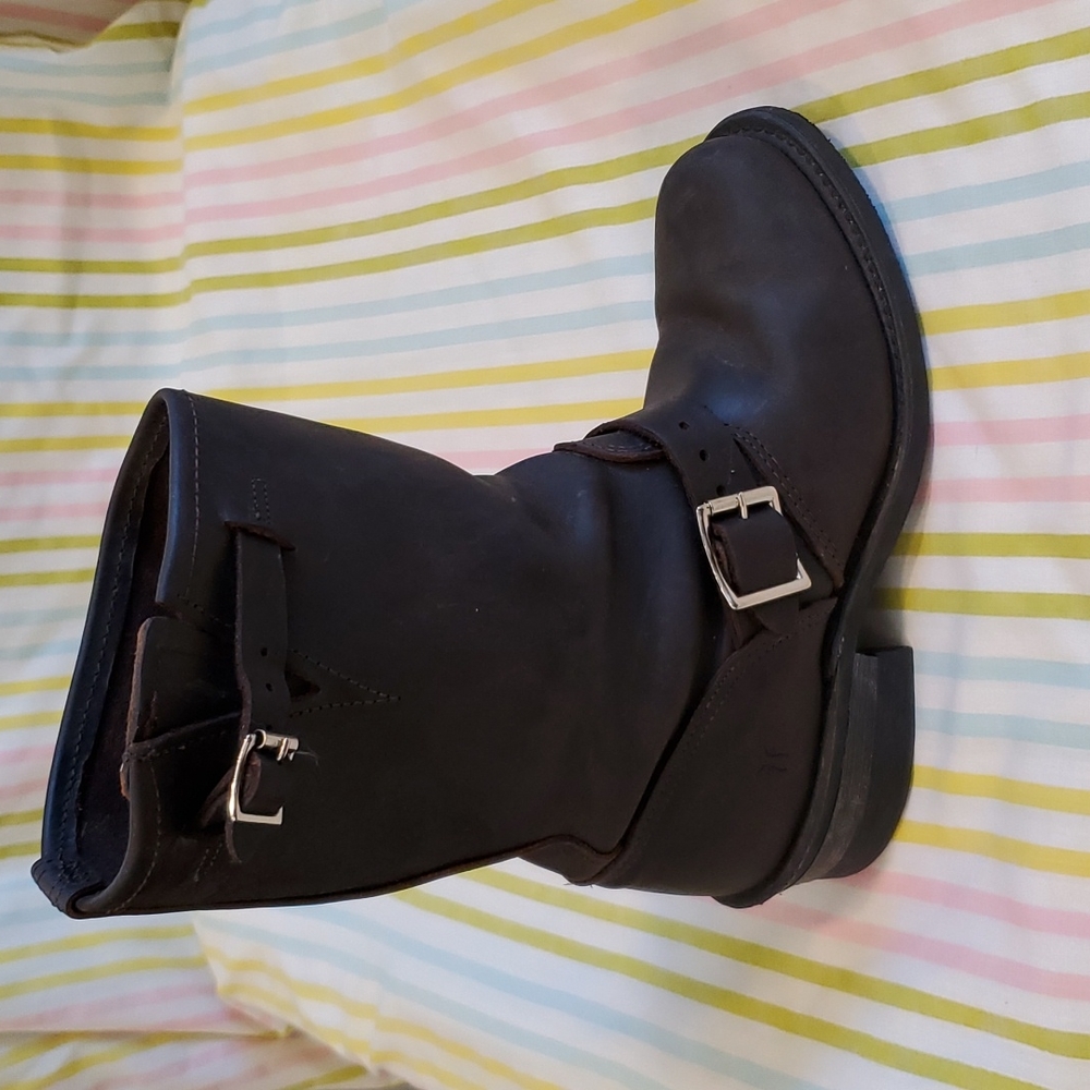 FRYE LEATHER BOOTS #77400 WOMENS ENGINEER BROWN 7 - Picture 12 of 16